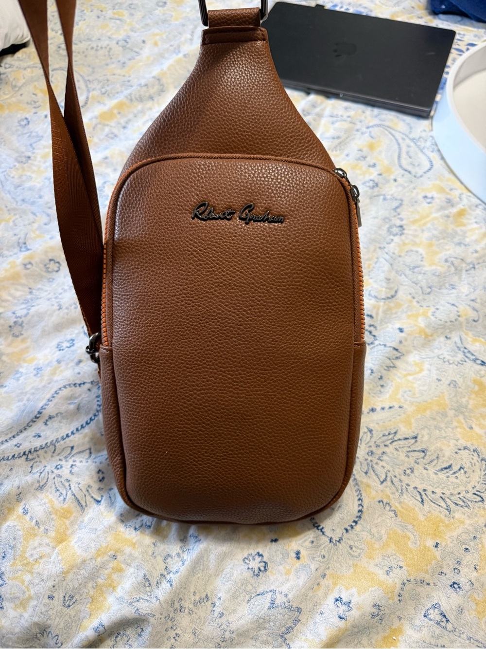 Robert Graham Tan Brown Pebble Leather Sling Bag